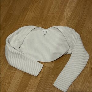 H&M Cream Ribbed Knit Top